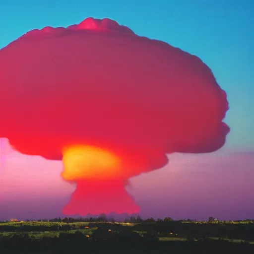 Image similar to mushroom cloud with red sky ’ s