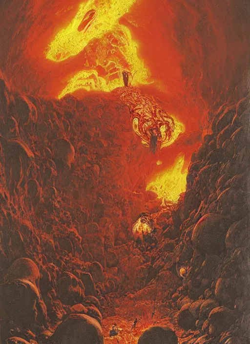 Prompt: giant louse in lava cave, explosions, lava flows, dynamic action, by lawrence alma tadema and zdzislaw beksinski and norman rockwell and jack kirby and tom lovell and greg staples, arstation creature concept