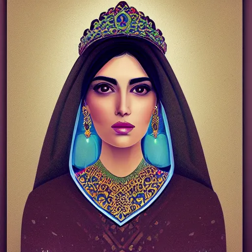 Image similar to Beautiful Portrait of a Persian Princess who is an architect, beautiful princess, Persian painting, architect, trending on artstation