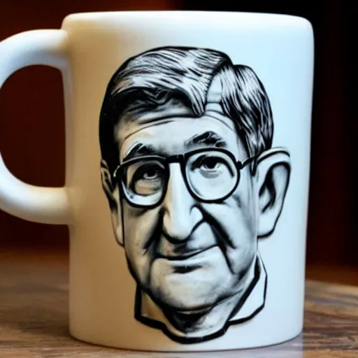 Image similar to a tiki mug in the shape of noam chomsky