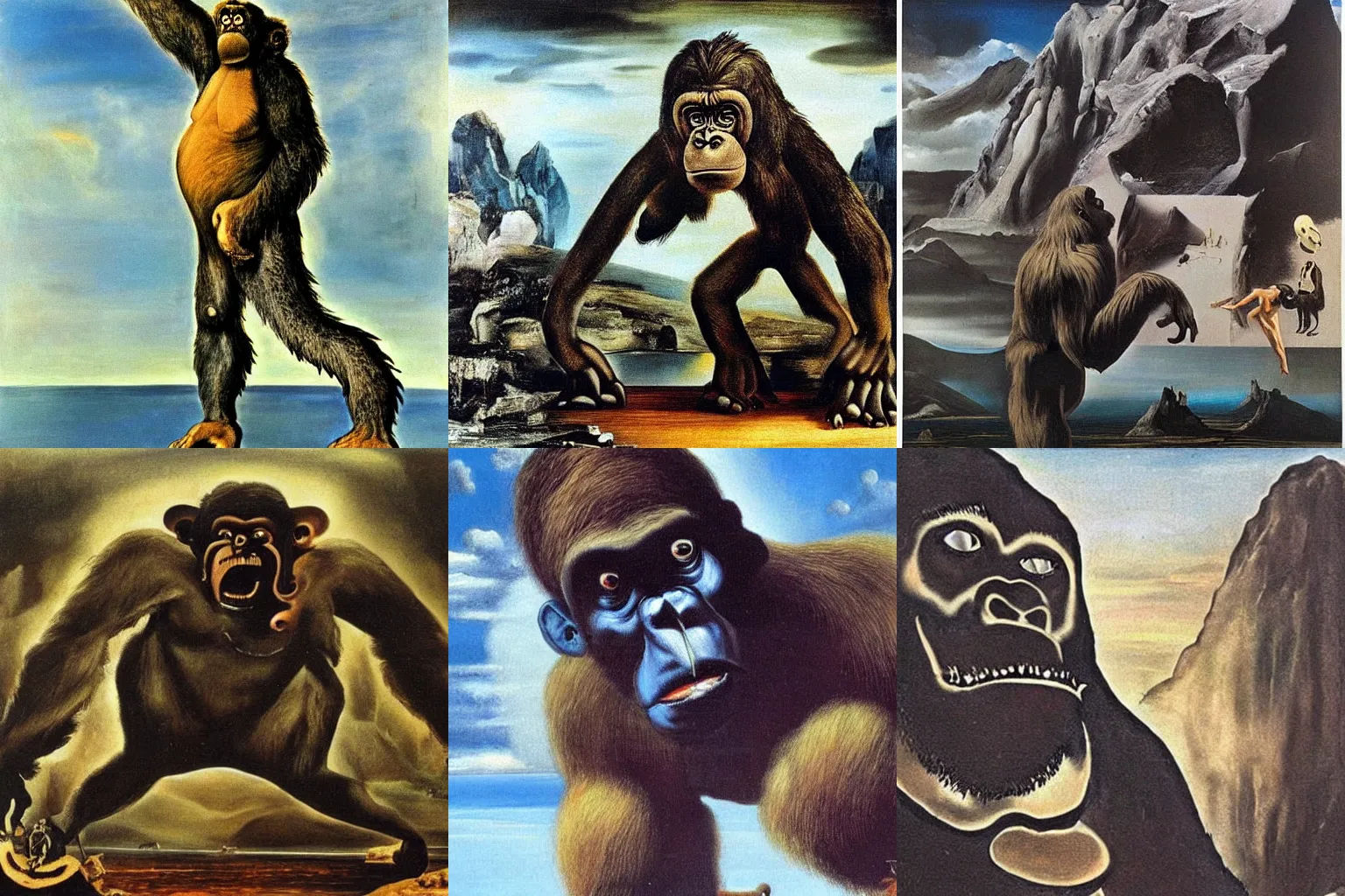 Prompt: lost painting of King Kong by Salvador Dali, considered priceless masterpiece