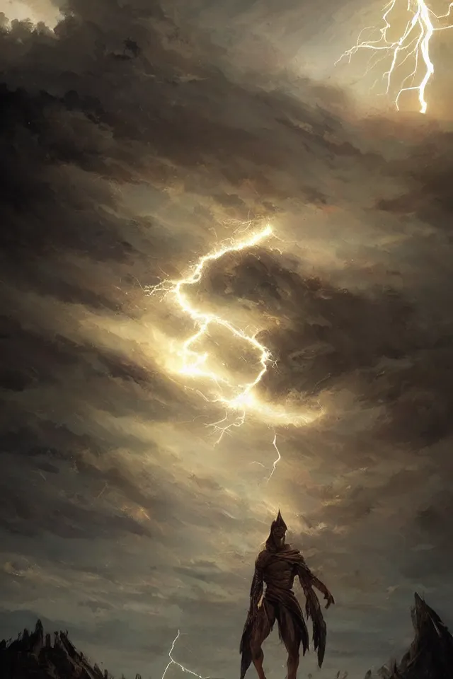 Image similar to the god of lightning by Greg rutkowski