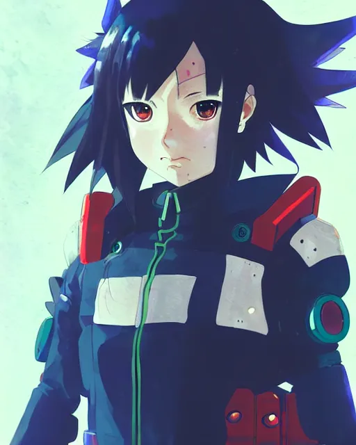 Prompt: portrait of anime girl in mechanic armor in night tokyo by makoto sinkai, my hero academia,cyberpunk, greg rutkowski, perfect face, fine details