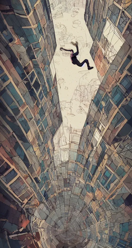 Image similar to A beautiful artwork illustration, a parkour course across dimensions, featured on artstation, wide angle, vertical orientation