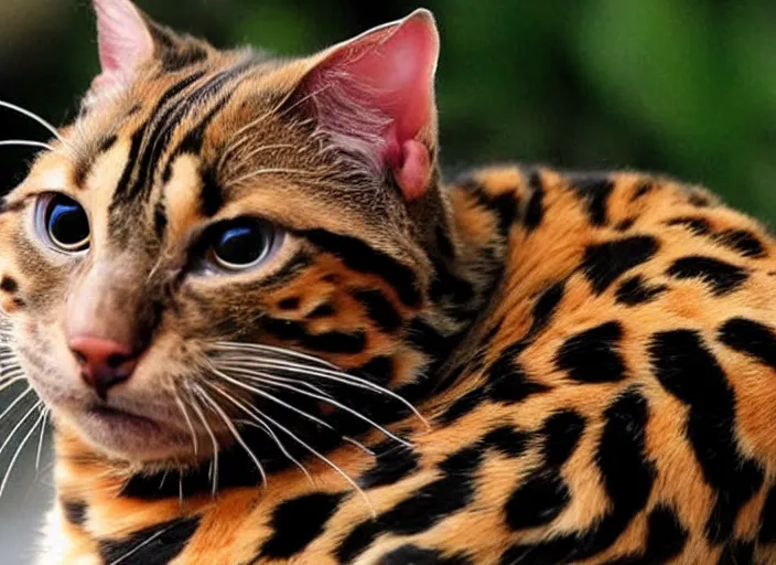 Image similar to Danny DeVito as a bengal cat