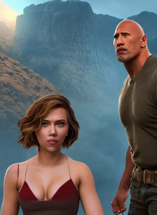 Image similar to a beautiful portrait of Scarlett Johansson as Dwayne the rock Johnson !dream Madison Beer as a video game character, digital art, unreal engine, unreal engine render, blender render, render, 4k, coherent