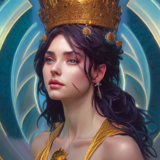 Image similar to perfectly - centered photograph of a goddess, highly detailed, professional digital painting, unreal engine 5, photorealism, hd quality, 8 k resolution, cinema 4 d, 3 d, cinematic, art by artgerm and greg rutkowski and alphonse mucha and loish and wlop