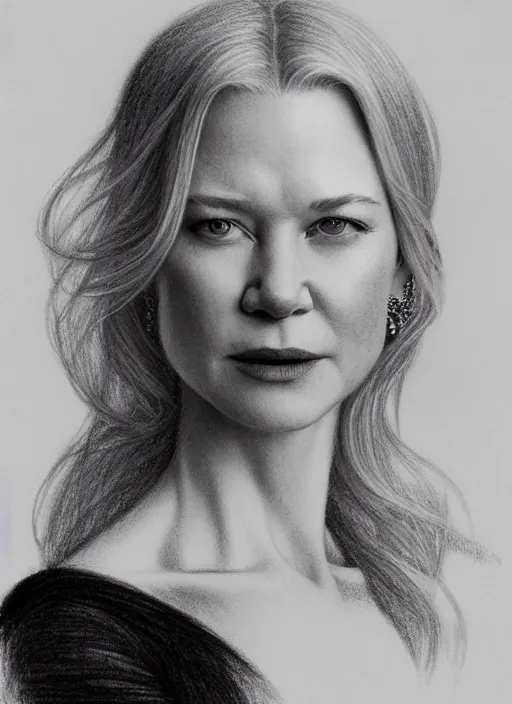 Image similar to a pencil drawing portrait of mia wasikowska mixed with nicole kidman with blonde hair, beautiful face, in a dress, jewelry, greek, intricate, headshot, highly detailed, drawn with pencil, black and white, artstation, concept art, sharp focus, cinematic lighting, illustration, art by artgerm and greg rutkowski, alphonse mucha, cgsociety
