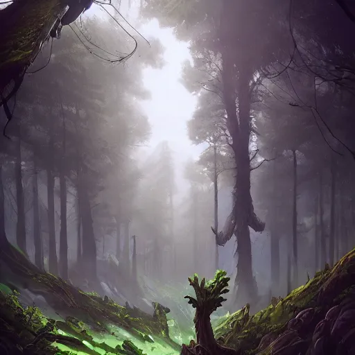 Image similar to green tree giant ents, tree giant, epic fantasy style, in the style of Greg Rutkowski, hearthstone artwork