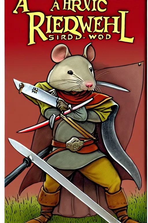 Image similar to a heroic mouse knight with sword and shield, redwall, brian jacques, detailed, epic