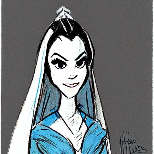 Image similar to milt kahl sketch of victoria justice as princess padme from star wars