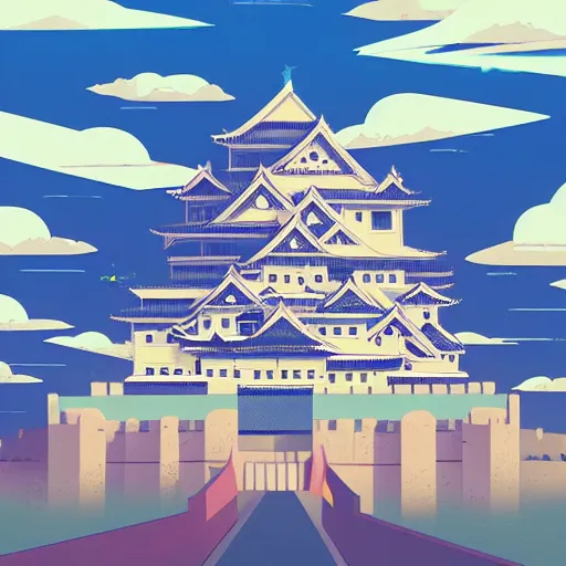 Prompt: himeji castle by petros afshar and anton fadeev