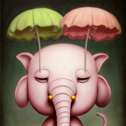 Prompt: a surreal picture of a pink elephant pastel colors by mark ryden insanely quality, elegant, highly detailed, digital painting, artstation, concept art, pop, smooth, sharp focus, illustration, art by mark ryden and lisa frank and dali 3 d 8 k ultra detailed