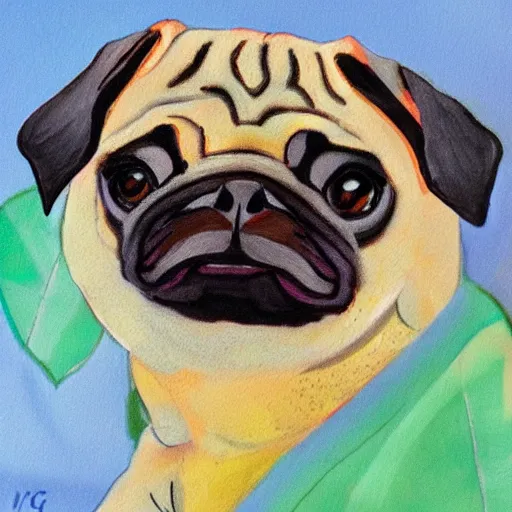 Prompt: A cute pug painted by Matisse