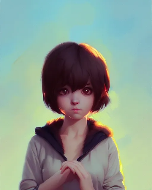 Image similar to a cute sloth, big eyes, digital painting by krenz cushart, ilya kuvshinov, artstation