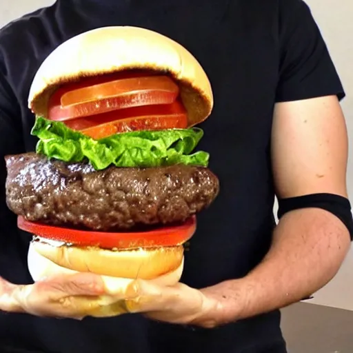 Image similar to a bad chef attempts to make a hamburger and it ends badly