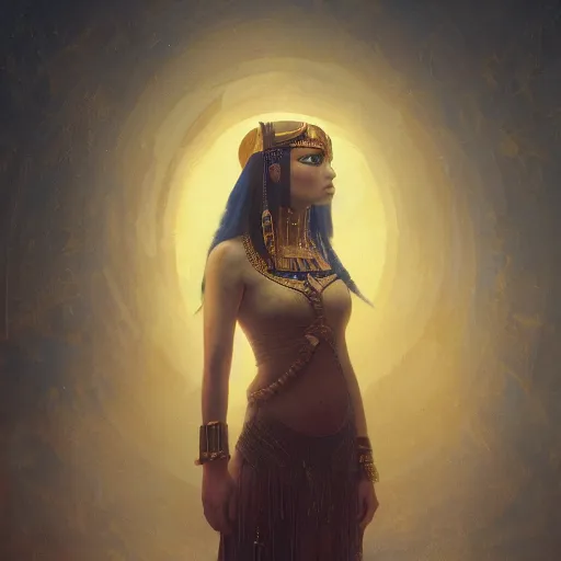 Image similar to Cleopatra portrait, atmospheric lighting, painted, intricate, volumetric lighting, beautiful, rich deep colors masterpiece, golden hour, sharp focus, ultra detailed, by Leesha Hannigan, Ross Tran, Thierry Doizon, Kai Carpenter, Ignacio Fernández Ríos