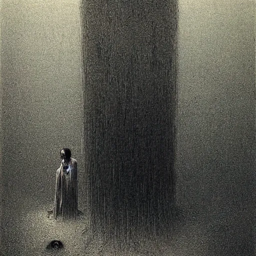 Image similar to scary japanese horror movie by Beksinski