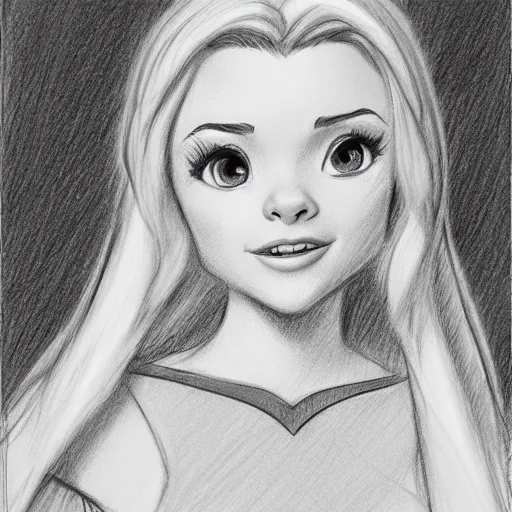 Image similar to milt kahl pencil sketch of chloe grace moretz as snow white