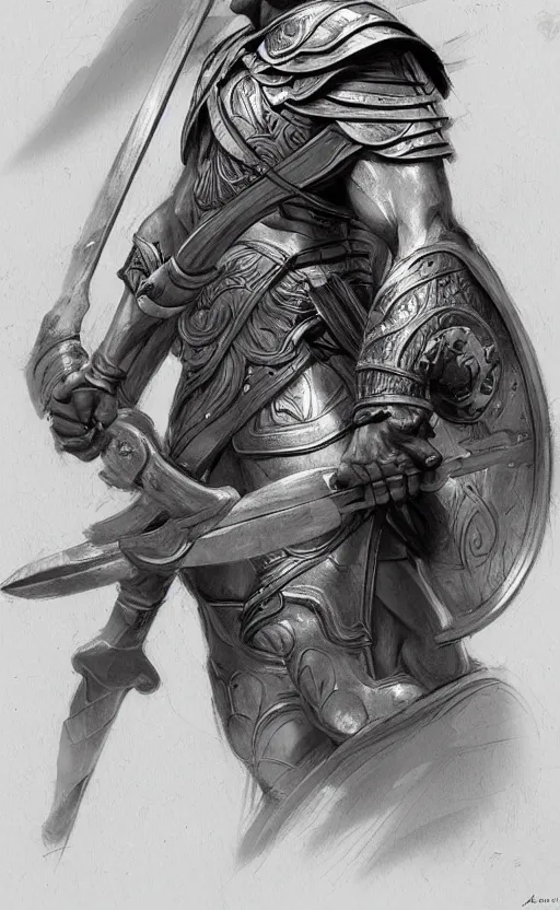 Prompt: highly detailed painting of achilles holding a spear and wearning a helmet, a pencil sketch by jesper ejsing, trending on artstation, high fantasy, loose pencil sketch, sketchy, concept art, cinematic, white space