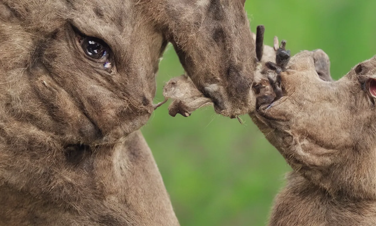 Prompt: the mammal fauna that have face of sharpteet worm photography