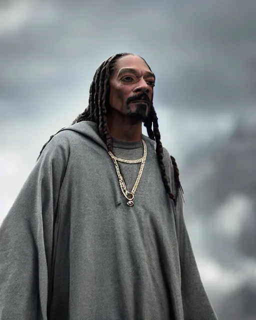 Image similar to Snoop Dogg in the role of Gandalf the Grey, film still, amazing short, 8K, IMAX, ultra detailed