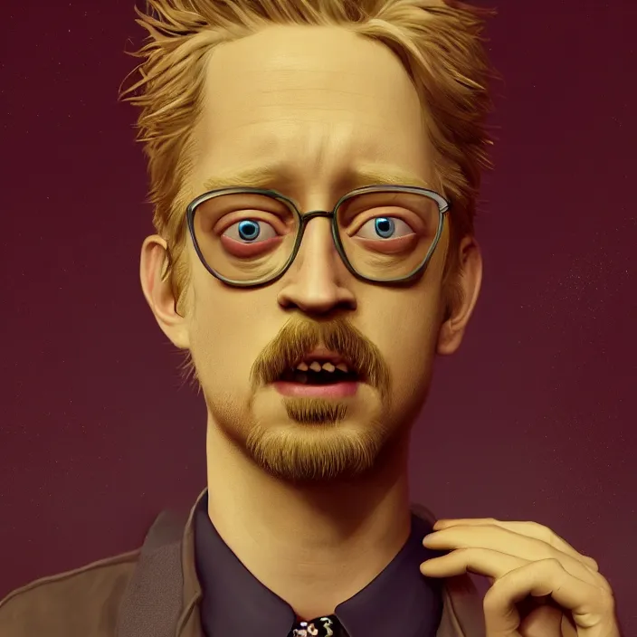 Prompt: portrait of macaulay culkin, getting schwifty. intricate artwork. octane render, trending on artstation, very coherent symmetrical artwork. Rick & morty. cinematic, high detail, octane render, 8k, iridescent accents