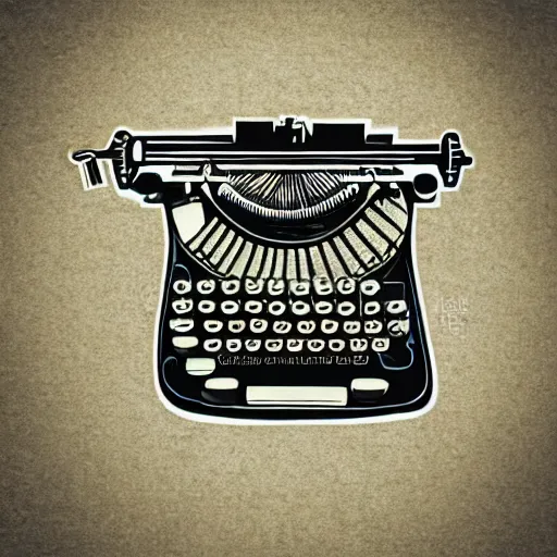 Image similar to anthropomorphic typewriter pressing its own keys, illustration