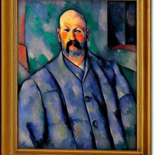 Image similar to Portrait of a giant man who can be seen from space, oil on canvas, Paul Cezanne, art
