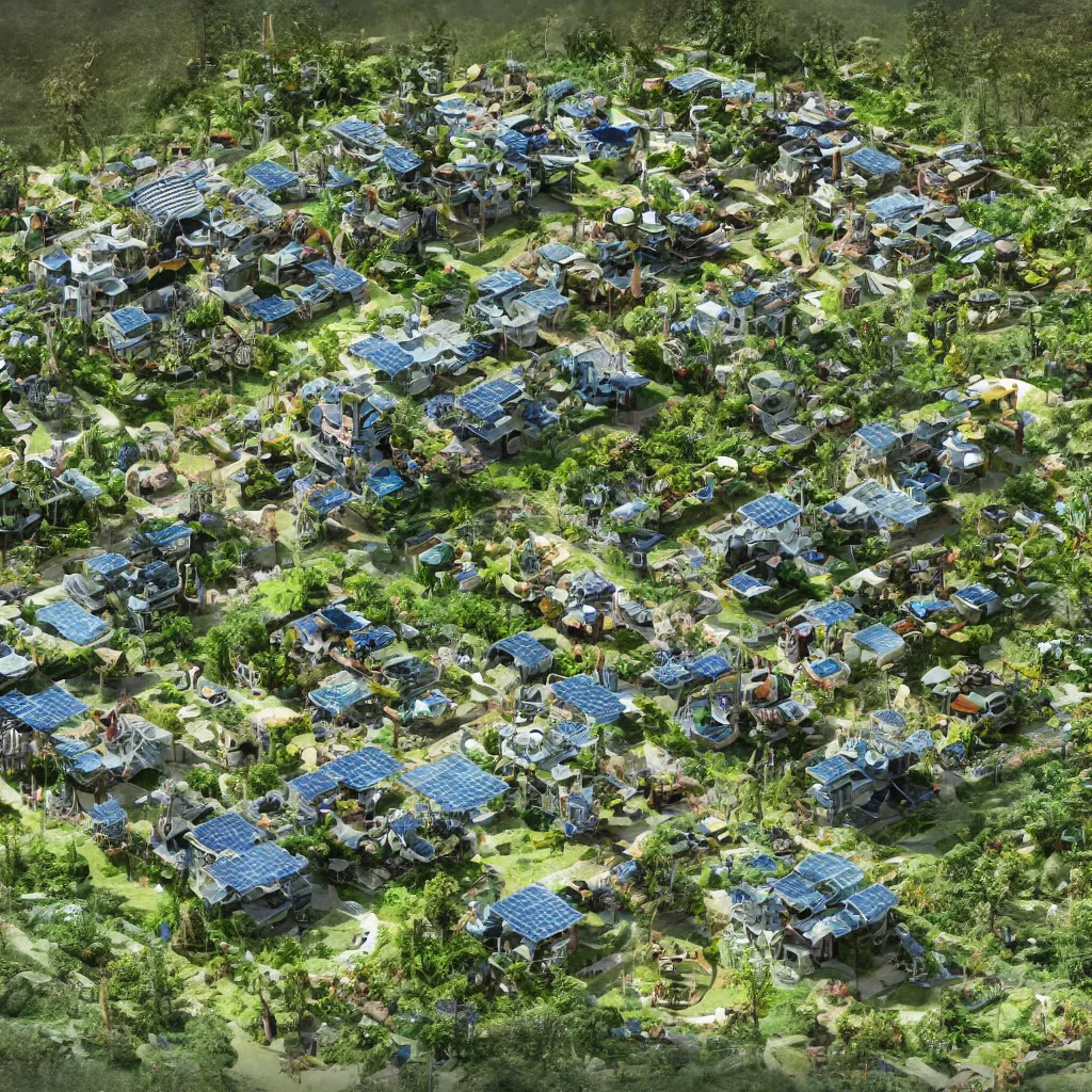 Image similar to eco - village solarpunk style