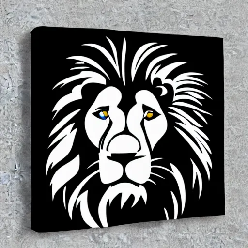 Prompt: lion profile, black silhouette art on white background