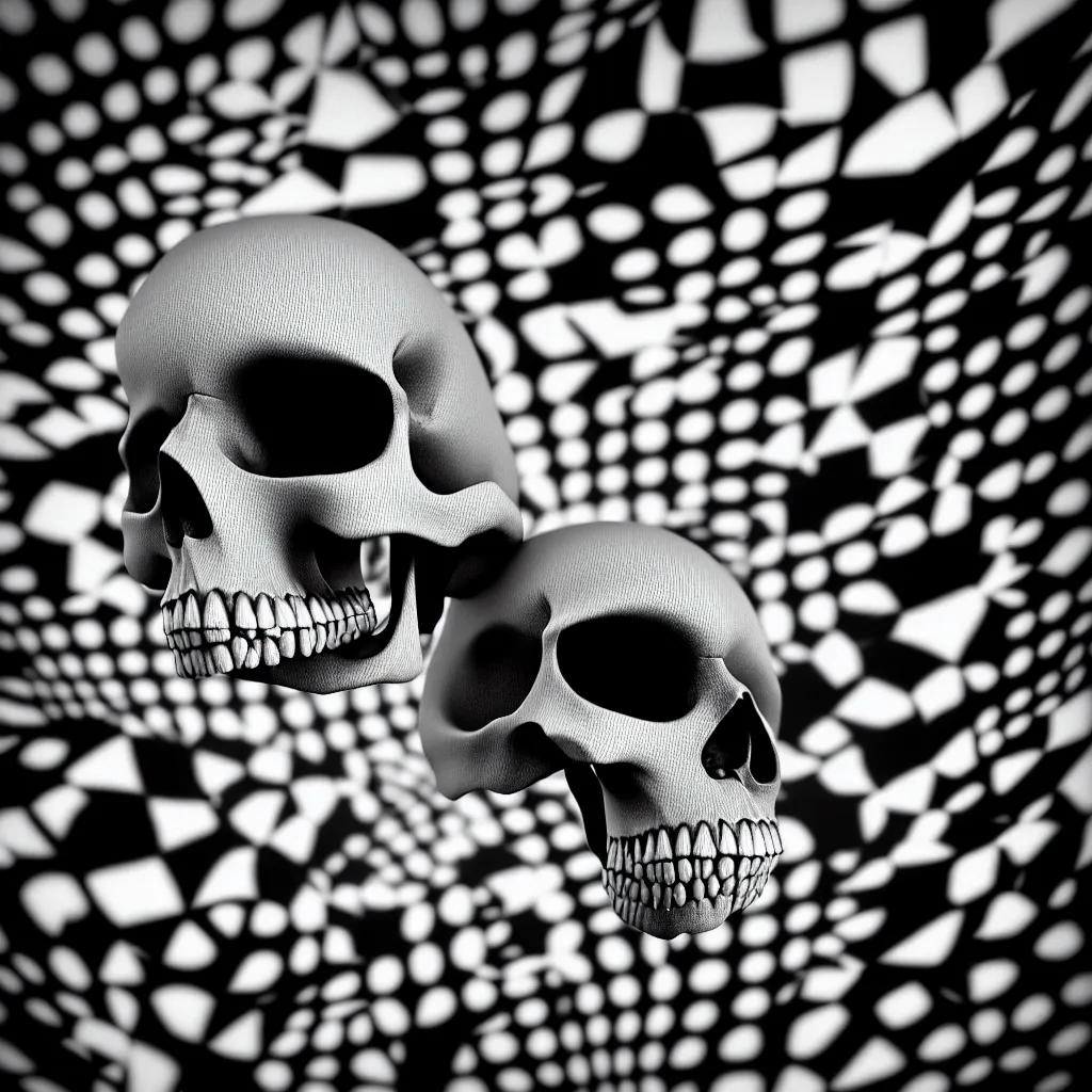 Image similar to black and white light 3D geometry, skull, matte bright highly detailed, poetic, 3D render, digital art, octane render, 8K artistic photography, photo-realistic, by Dora Maar