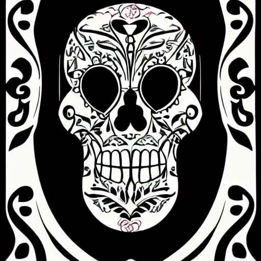 Image similar to a small vector tattoo design. art nouveau sugar skull.