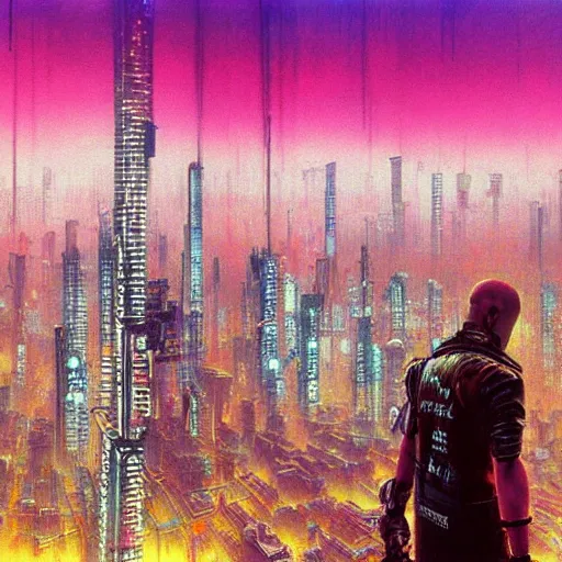 Image similar to cyberpunk tokyo skyline, cyberpunk 2 0 7 7 and beksinski art style painting, highly detailed