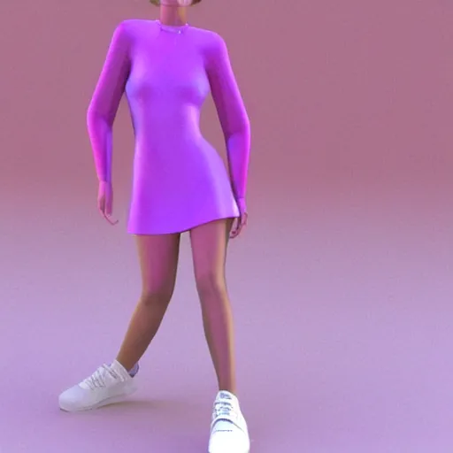 Prompt: y2k, late 90s, early 2000s pink and purple baggy outfit 3d character model render, detailed, white background, 4k, aesthetic