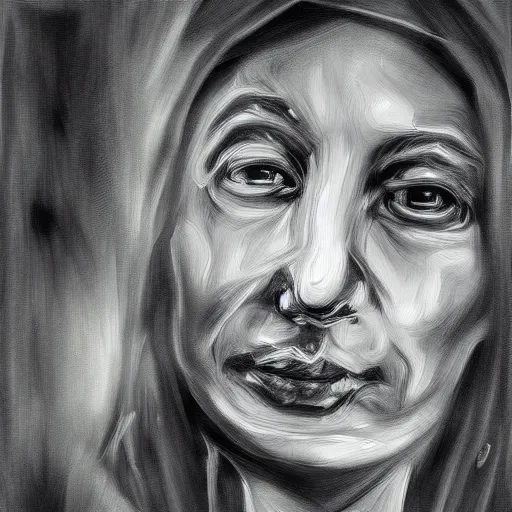 Image similar to soul transfer oil painting, greyscale digital art