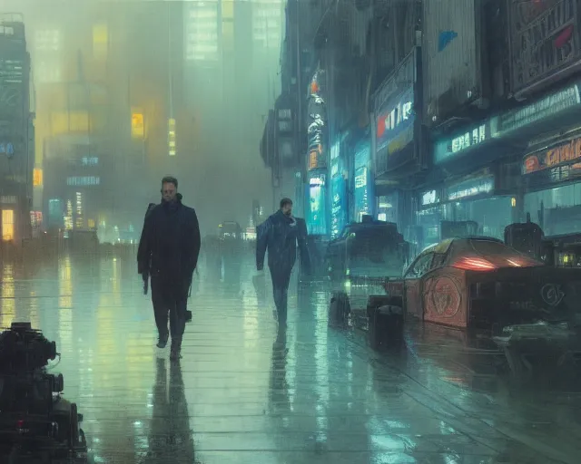 Image similar to 2 0 1 8 blade runner movie still man look at the cityscape from roof perfect face fine realistic face pretty face neon puffy jacket blue futuristic sci - fi elegant by denis villeneuve tom anders zorn hans dragan bibin thoma greg rutkowski ismail inceoglu illustrated sand storm alphonse mucha