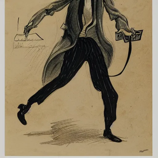 Prompt: a caricature of Jeff Goldblum drawn by Honoré-Victorin Daumier