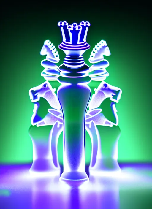 Image similar to ( beautiful queen chess piece ( top is bioluminescence ) ( bottom is parametric ) ), reflection of led lights, algorithmic, intricate detail, futuristic, very detailed, highly detailed background, sharpfocus, photorealism, soft diffuse autumn lights, some sun light ray, dark room wall, canon 5 d 5 0 mm lens