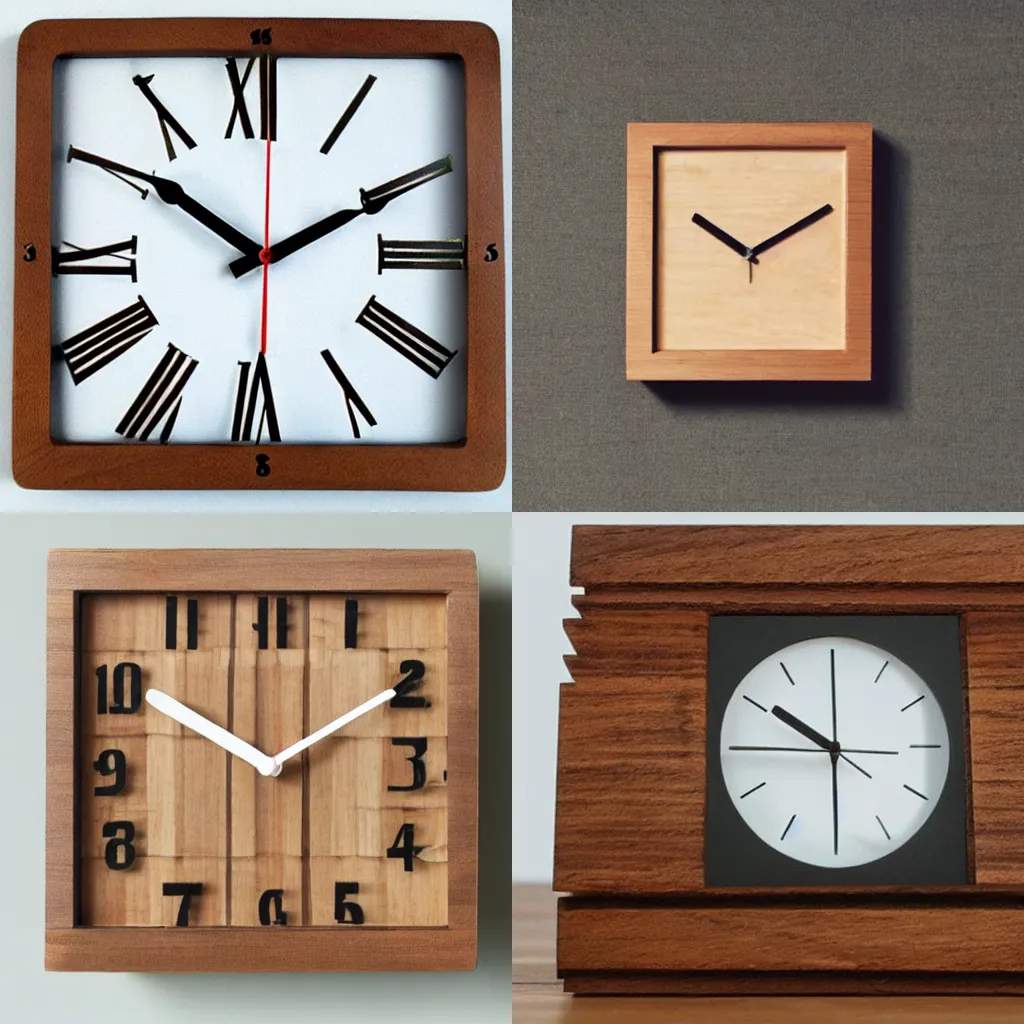 Prompt: a square wooden clock with no hands