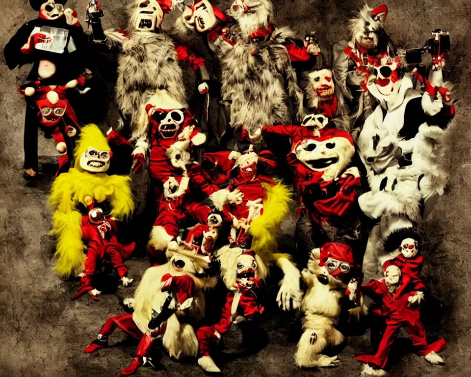 Image similar to a horror movie poster featuring The Banana Splits