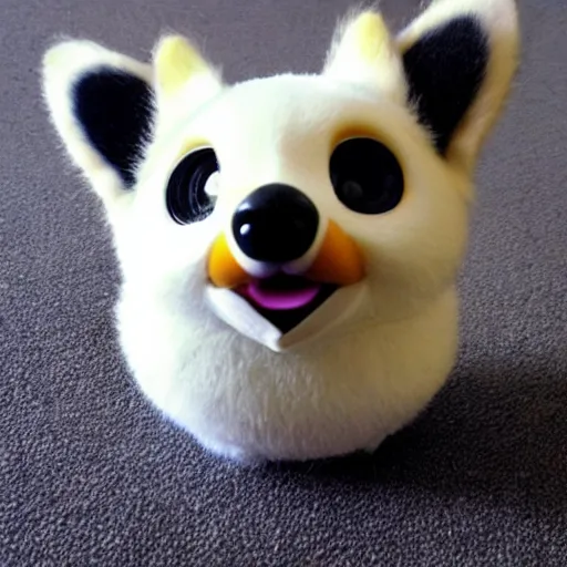 Prompt: photo of a corgi furby toy