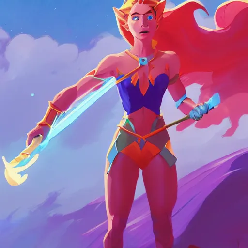 Image similar to hero world she - ra : princess of power, behance hd by jesper ejsing, by rhads, makoto shinkai and lois van baarle, ilya kuvshinov, rossdraws global illumination