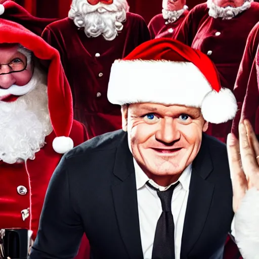 Image similar to gordon ramsey starring as the santa clause movie, movie still, 8 k