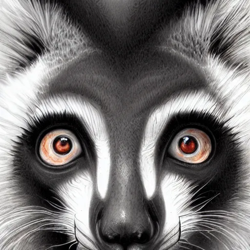 Prompt: Geometric lemur portrait, sun in the background, intricate, elegant, highly detailed, digital painting, artstation, concept art, smooth, sharp focus, illustration, art by artgerm