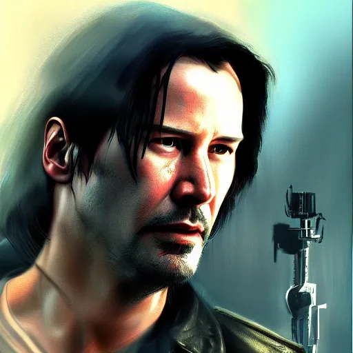 Prompt: Keanu Reeves as the Terminator, hyperdetailed, artstation, cgsociety, 8k