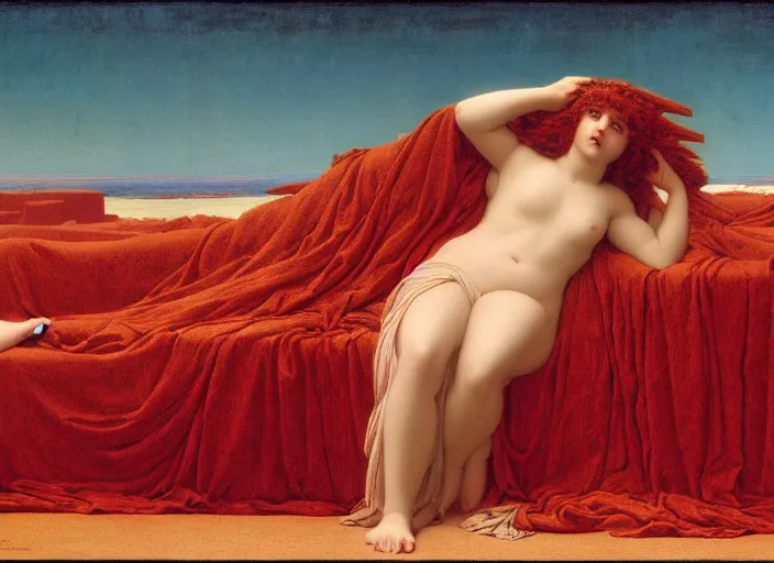 Image similar to an image of hell by john william godward, eclipse, sea of blood desert