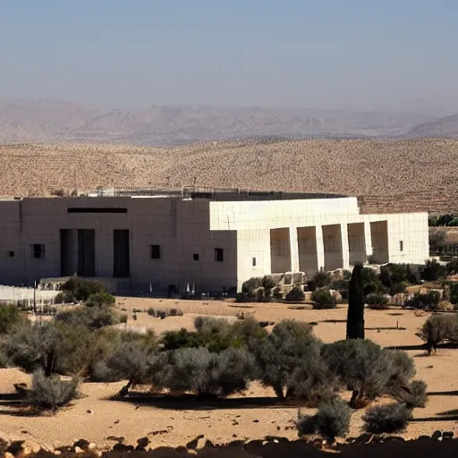 Prompt: the knesset of israel in the middle of the desert