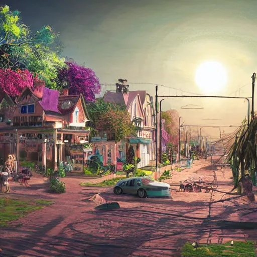 Image similar to a stunning digital masterpiece of a solarpunk town, highly detailed digital art