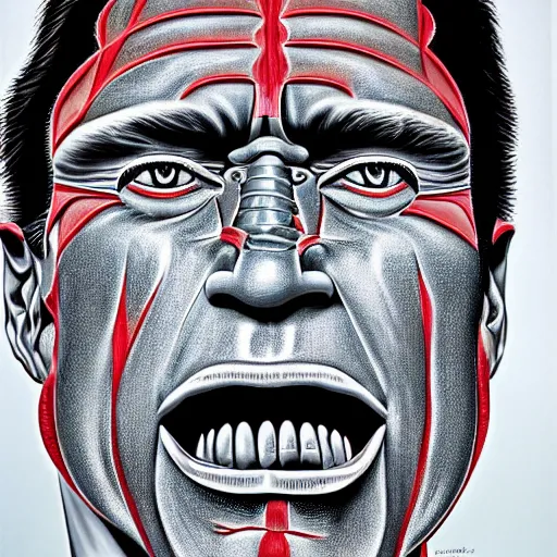 Image similar to schwarzenegger by alex grey